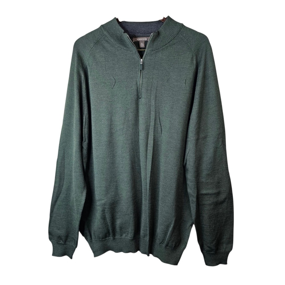 Nordstrom Signature 100% Extra Fine Merino Wool Quarter Zip Sweater | XL Tall - Picture 2 of 6
